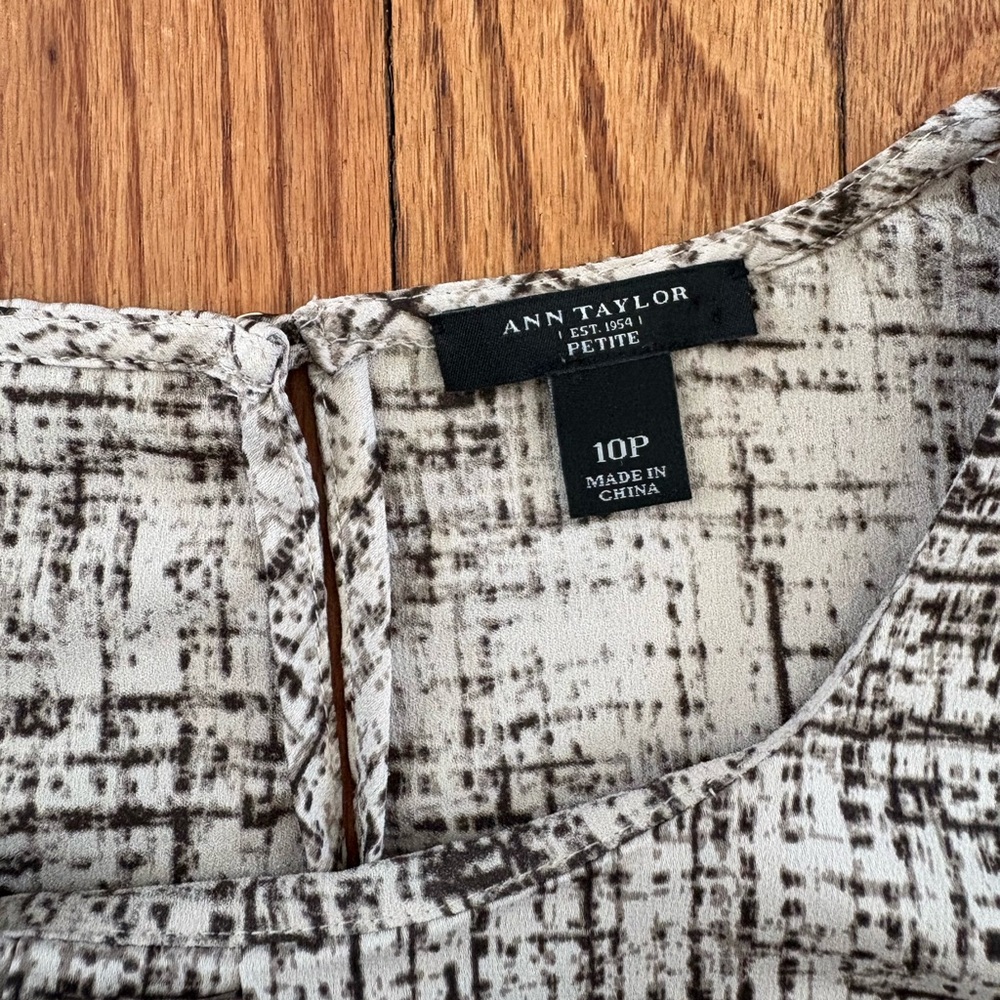 Ann Taylor Cream and Brown Sleeveless Blouse - Picture 4 of 4